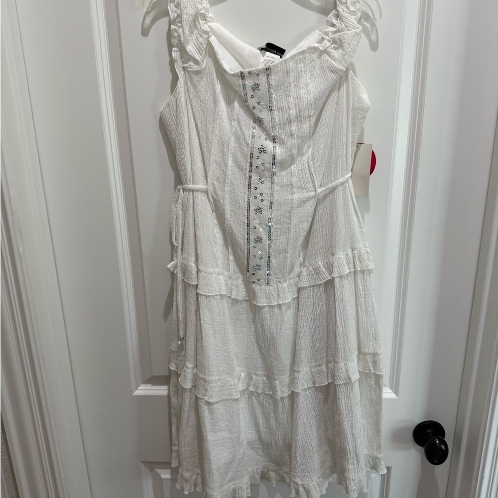 Childrens NWT Cream Ruffled Tiered Mini Sundress